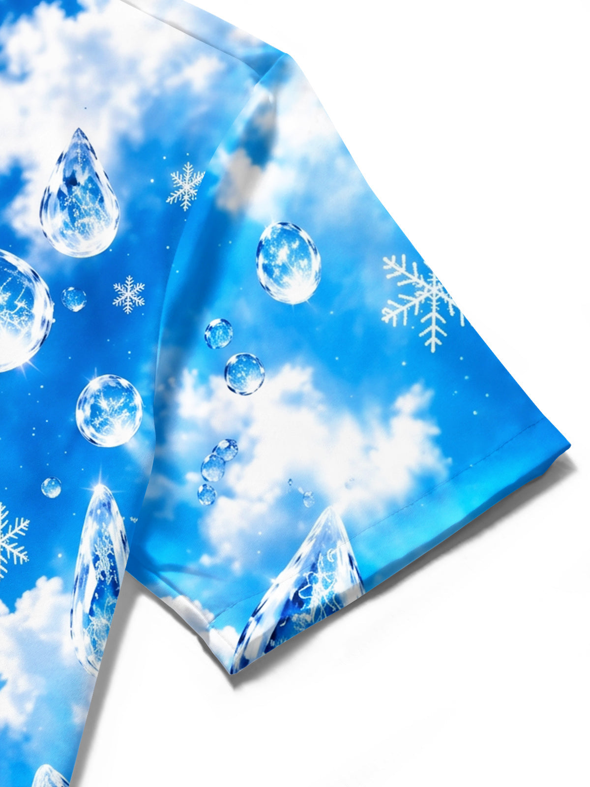 Oceanlyte Men's Hawaiian Ice Crystals Print Snowflakes Print Short Sleeve Shirt with Chest Pocket