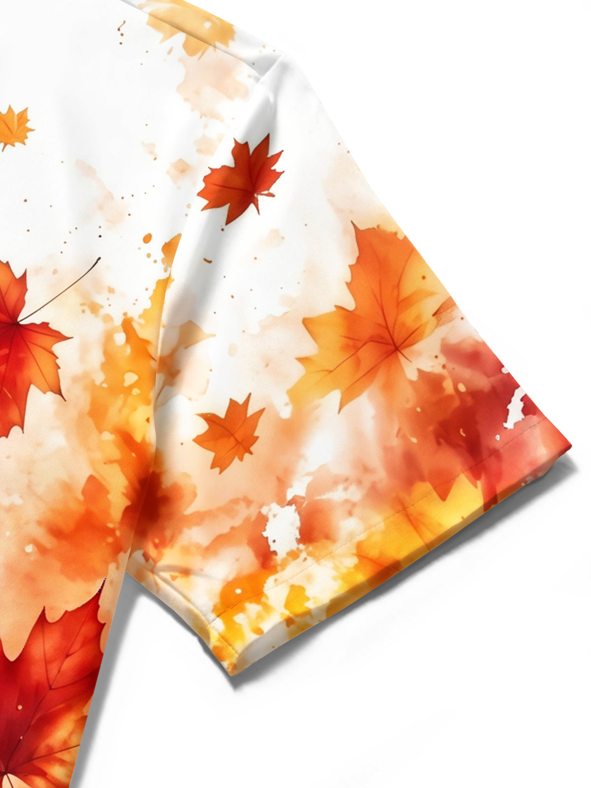 Oceanlyte Men's Printed Watercolor Maple Leaves Print Short Sleeve Shirt with Chest Pocket
