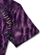 Oceanlyte Men's Short Sleeve Shirt - Purple Tie Dye With Colorful Stitching Pattern with Chest Pocket