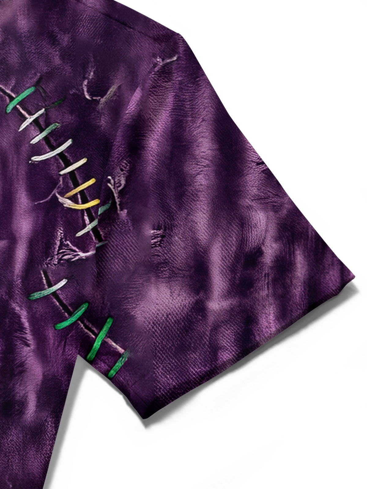 Oceanlyte Men's Short Sleeve Shirt - Purple Tie Dye With Colorful Stitching Pattern with Chest Pocket