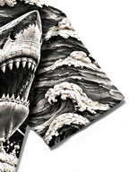 Oceanlyte Men's Hawaiian Shark And Ocean Waves Print Short Sleeve Shirt with Chest Pocket