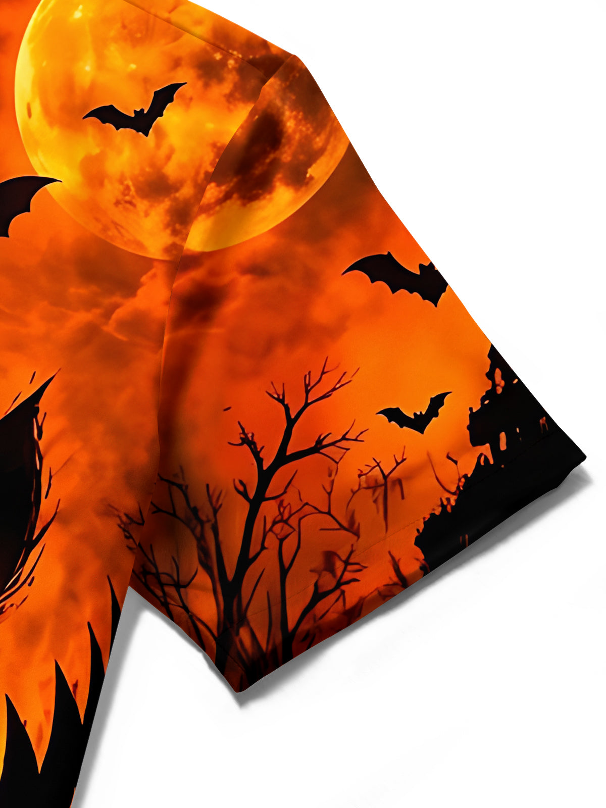 Oceanlyte Men's Short Sleeve Shirt - Halloween Scary Pumpkin Face With Bats And Full Moon Print with Chest Pocket