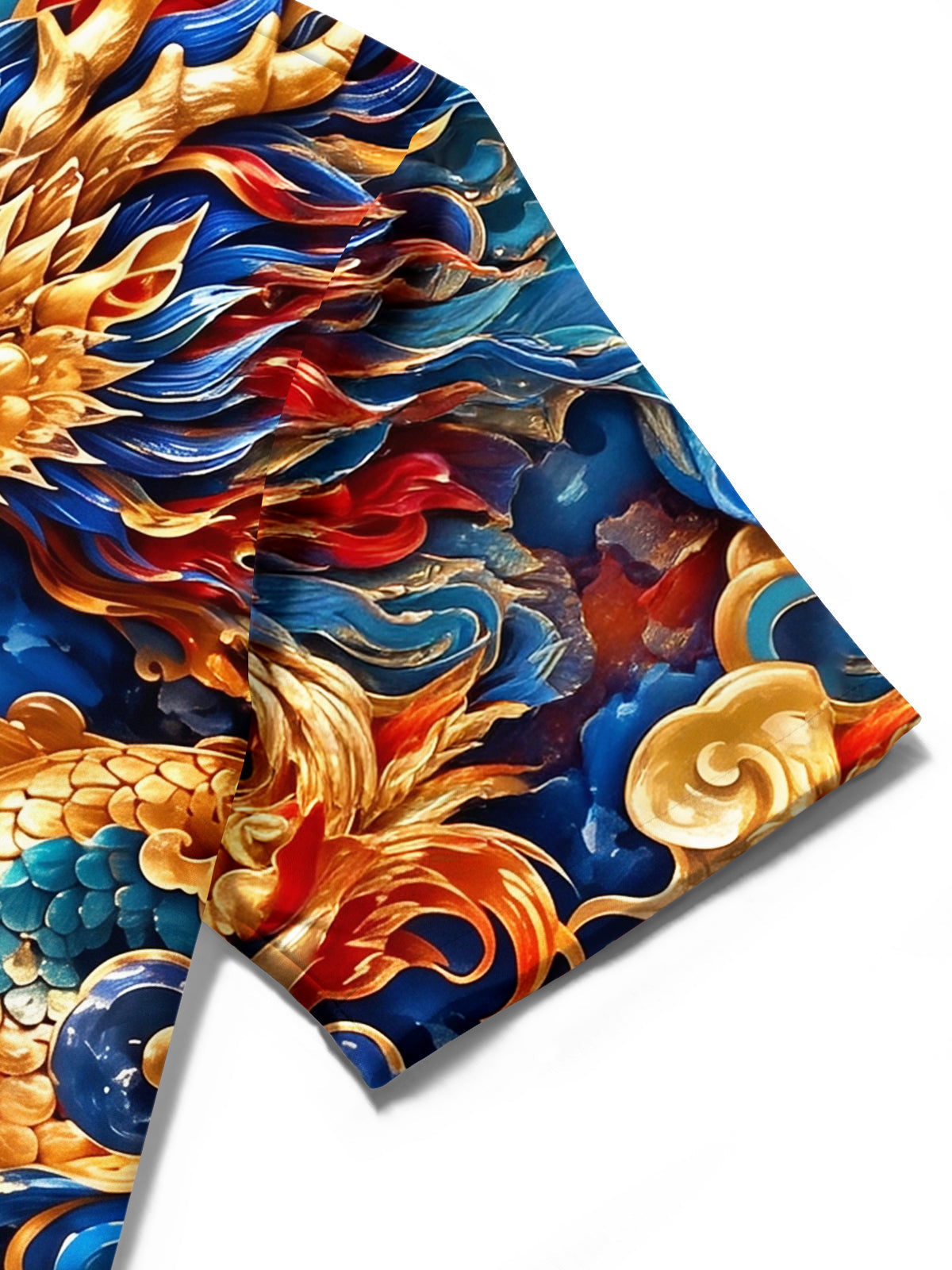 Oceanlyte Men's Printed Chinese Dragon And Phoenix Print Short Sleeve Shirt with Chest Pocket