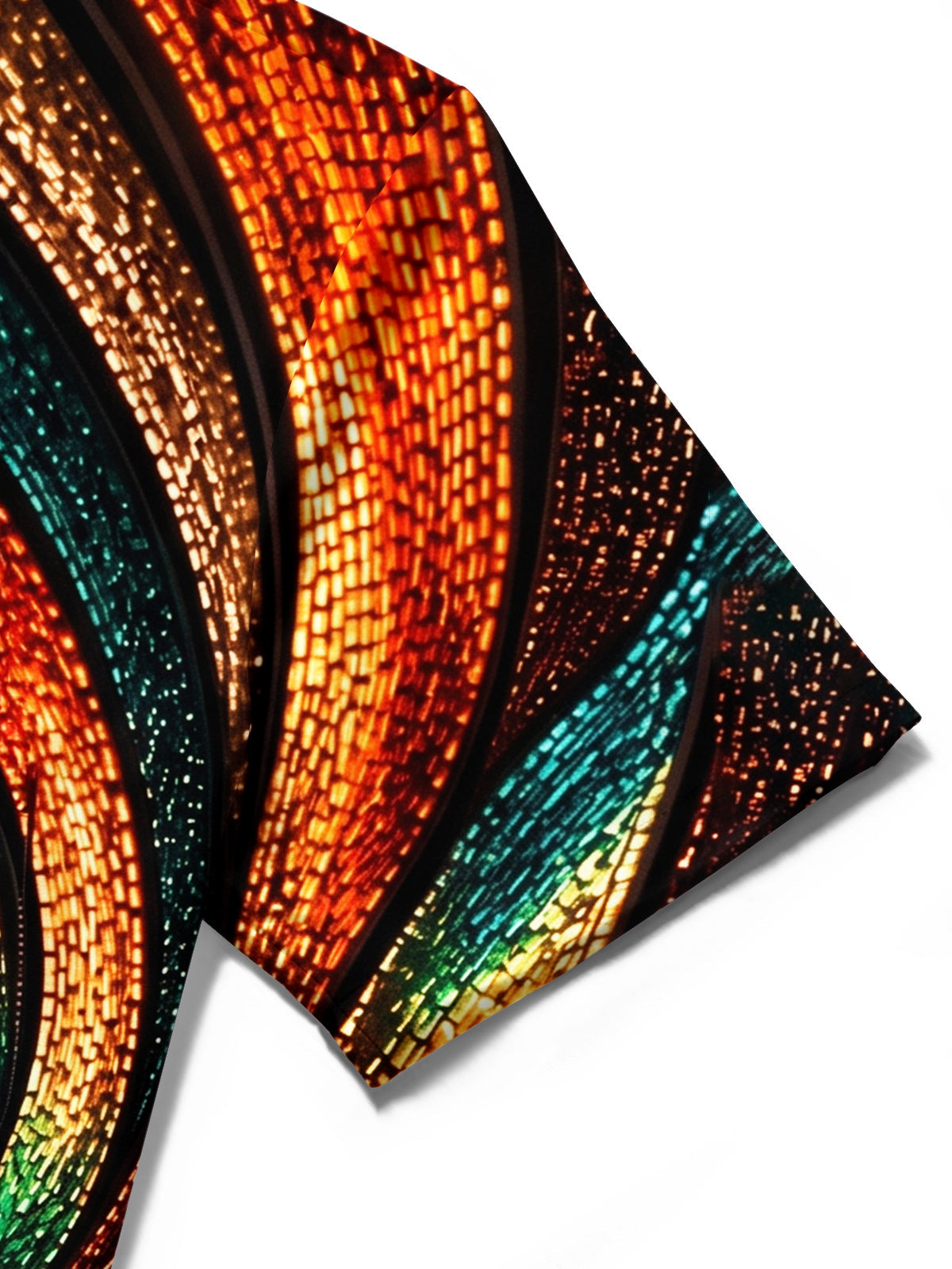 Oceanlyte Men's Patterned Abstract Swirling Mosaic Pattern Short Sleeve Shirt with Chest Pocket