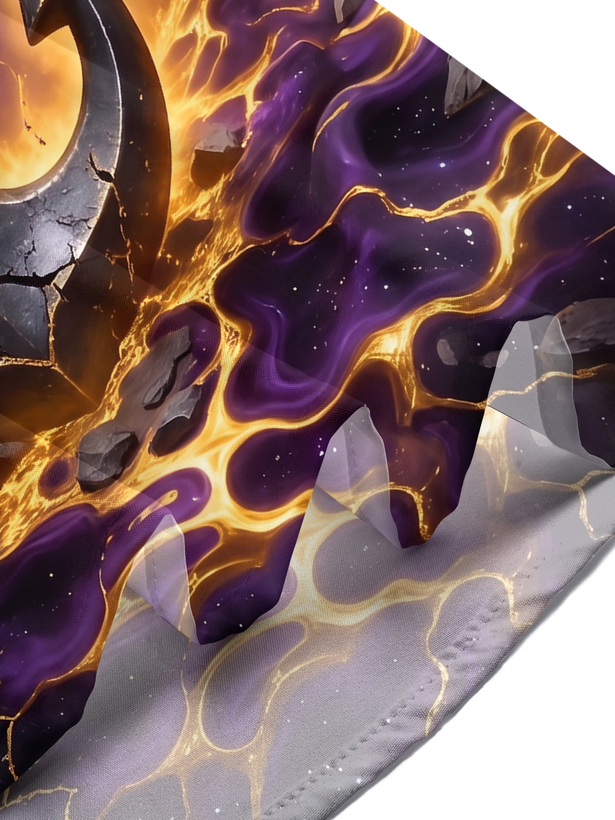 Oceanlyte Men's Hawaiian Galaxy Anchor With Lava Cracks Print Short Sleeve Shirt with Chest Pocket