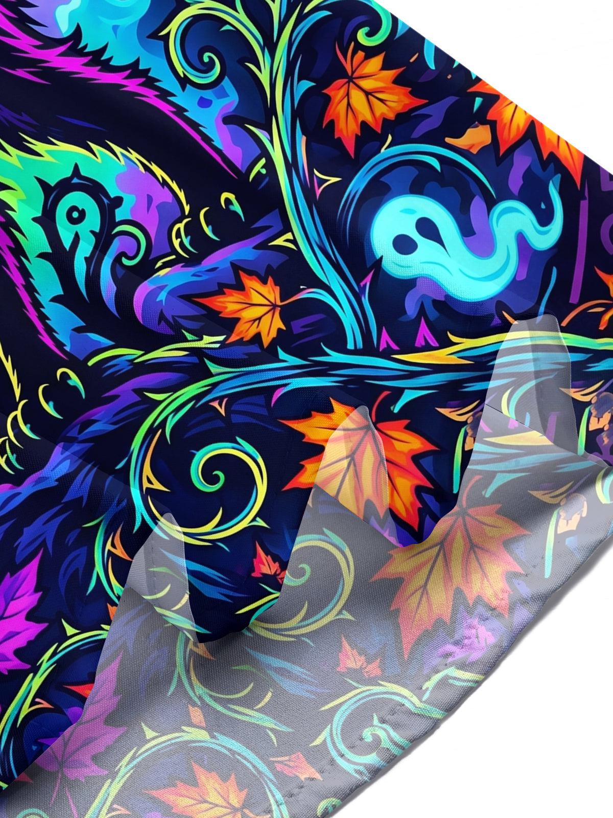 Oceanlyte Men's Hawaiian Halloween Black Cat And Ghosts Print Short Sleeve Shirt with Chest Pocket