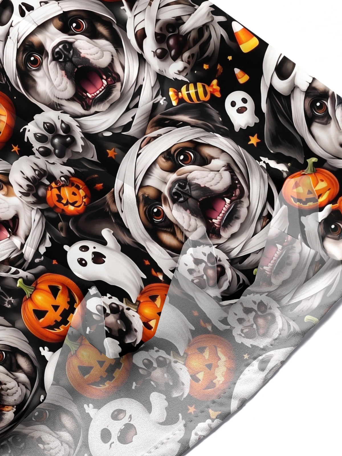 Oceanlyte Men's Halloween Mummy Dogs And Pumpkins Print Short Sleeve Shirt with Chest Pocket