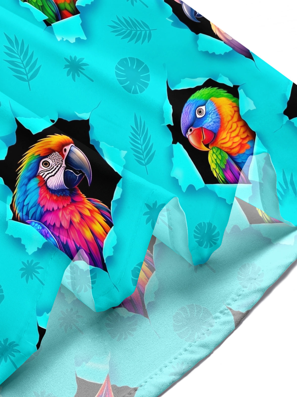 Oceanlyte Men's Colorful Parrots And Tropical Leaves Print Short Sleeve Shirt with Chest Pocket