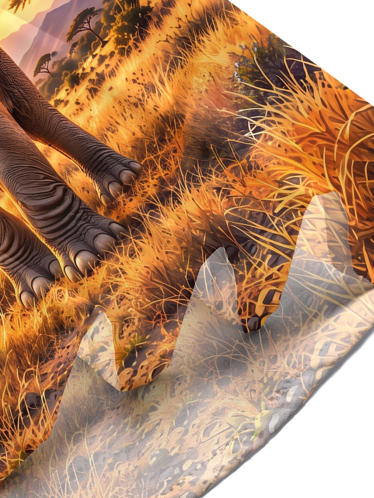 Oceanlyte Men's African Elephant In Savanna Sunset Print Short Sleeve Shirt with Chest Pocket