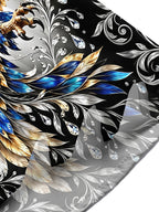 Oceanlyte Men's Eagle With Blue And Gold Feathers Print Short Sleeve Shirt with Chest Pocket