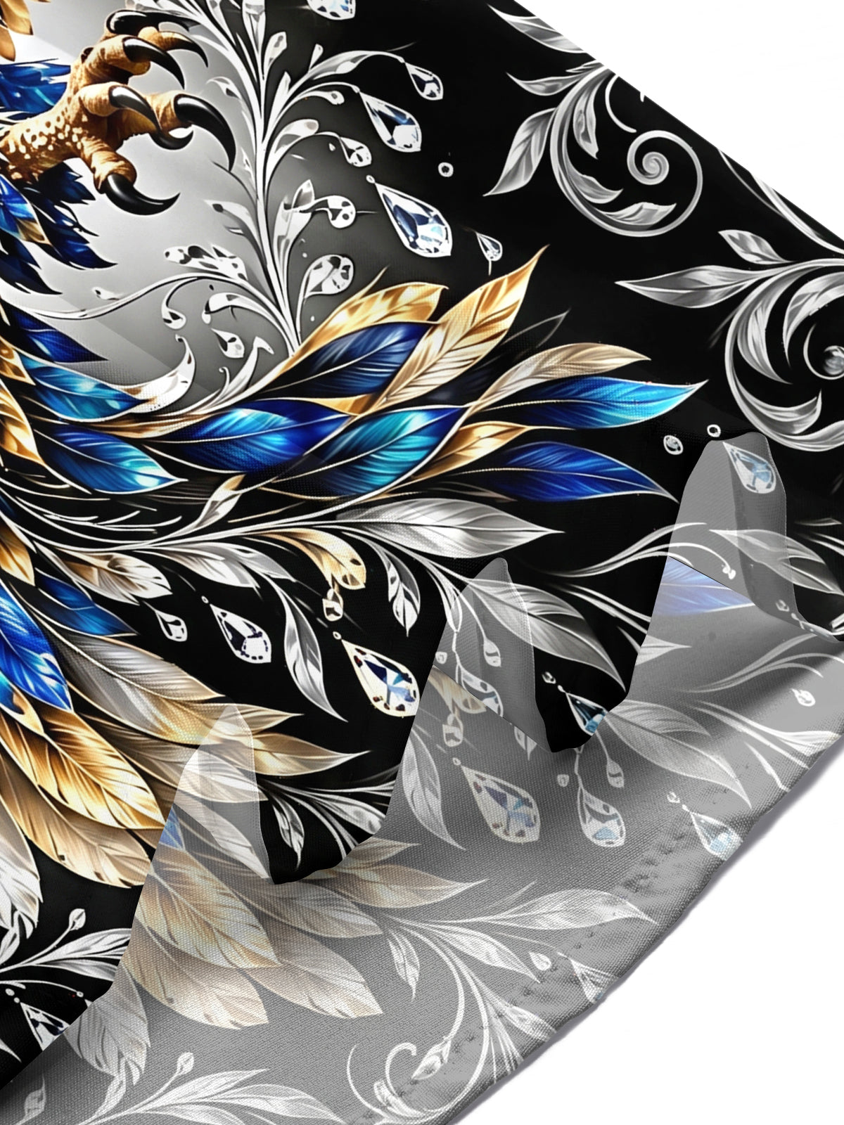 Oceanlyte Men's Eagle With Blue And Gold Feathers Print Short Sleeve Shirt with Chest Pocket