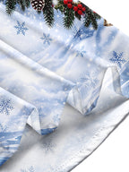 Oceanlyte Men's Long Sleeve Shirt - Christmas Village Scene With Snowy Trees And Church Print with Chest Pocket