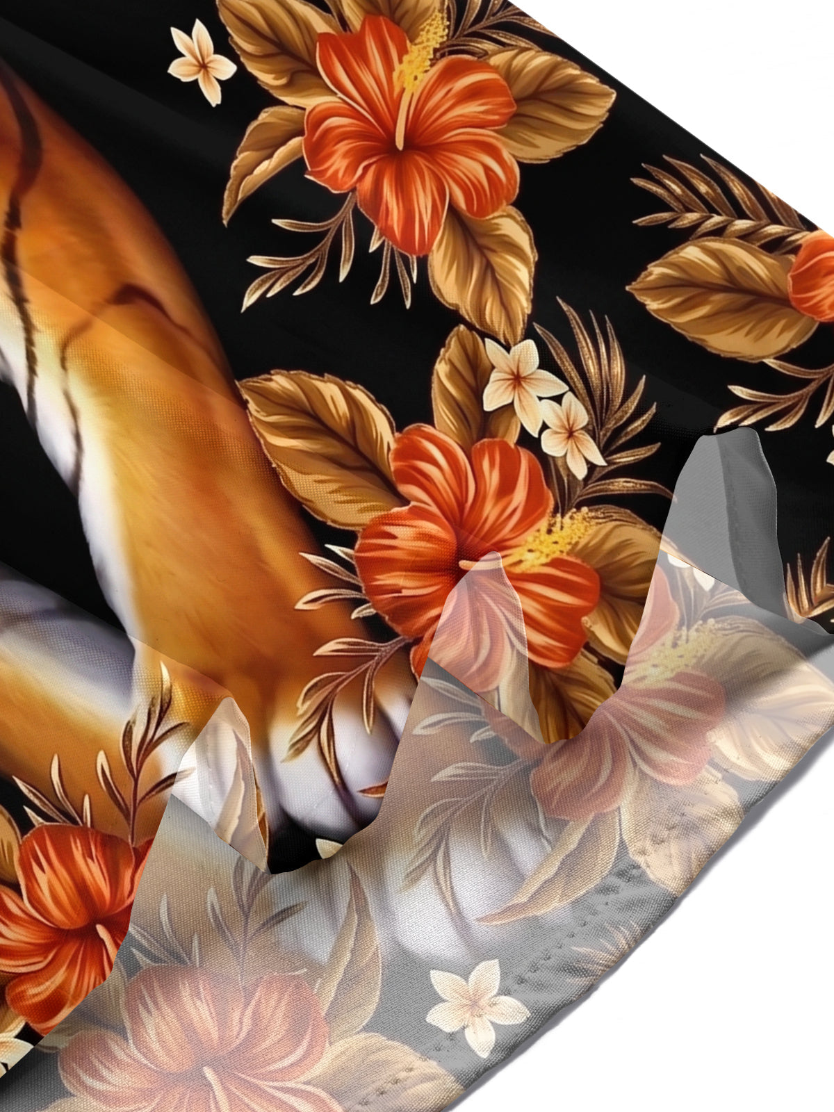 Oceanlyte Men's Hawaiian Tiger Face Print Short Sleeve Shirt with Chest Pocket