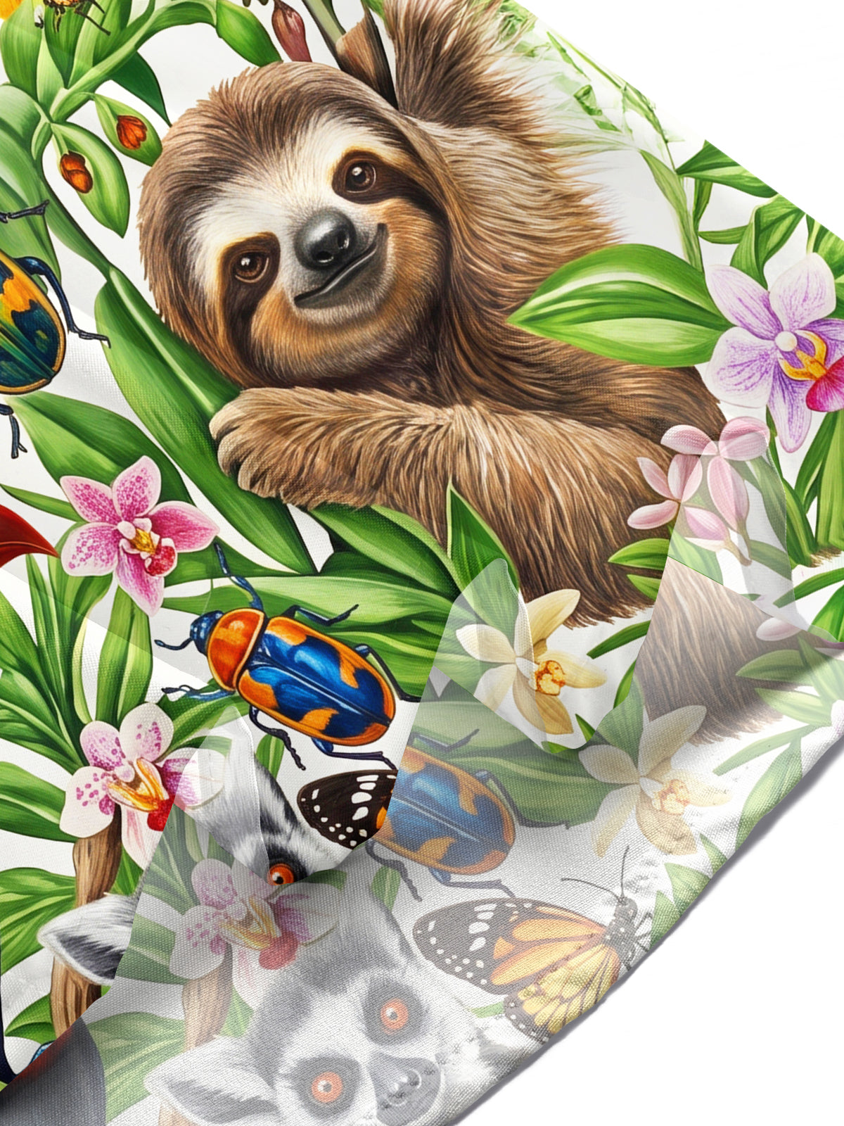 Oceanlyte Men's Rainforest Animals And Tropical Plants Print Short Sleeve Shirt with Chest Pocket