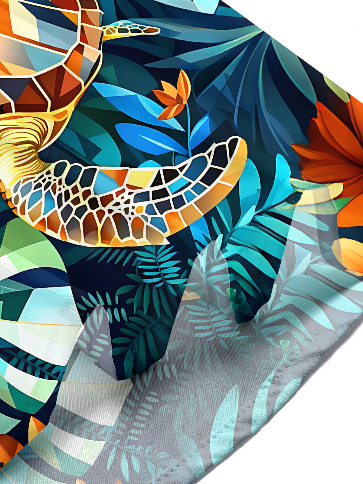 Oceanlyte Men's Hawaiian Geometric Sea Turtle Print Short Sleeve Shirt with Chest Pocket