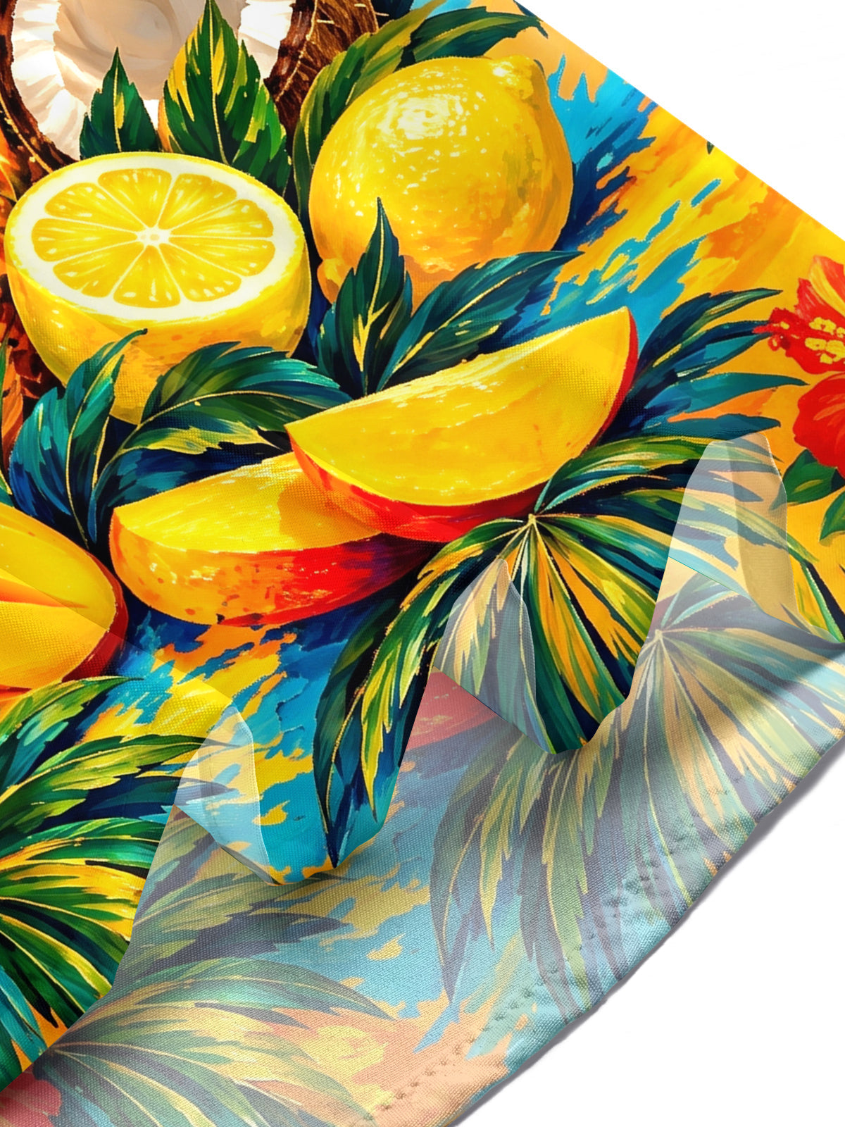 Oceanlyte Men's Hawaiian Pineapple And Tropical Fruits Print Short Sleeve Shirt with Chest Pocket