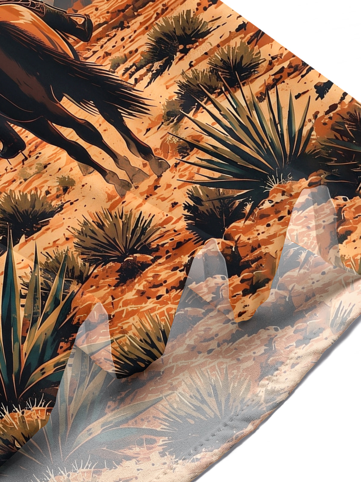 Oceanlyte Men's Short Sleeve Shirt - Western Desert Landscape With Cactus And Cowboy Print with Chest Pocket