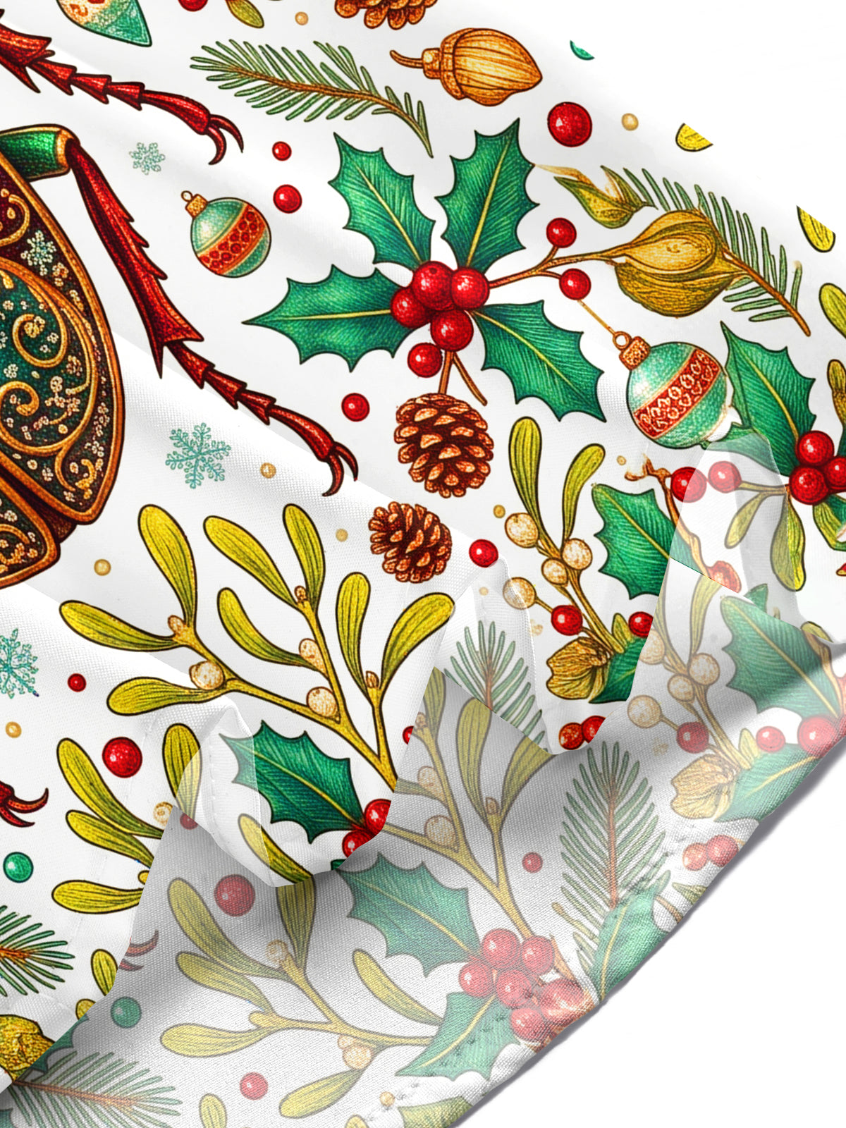 Oceanlyte Men's Hawaiian Christmas Jewel Stag Beetle Print Short Sleeve Shirt with Chest Pocket