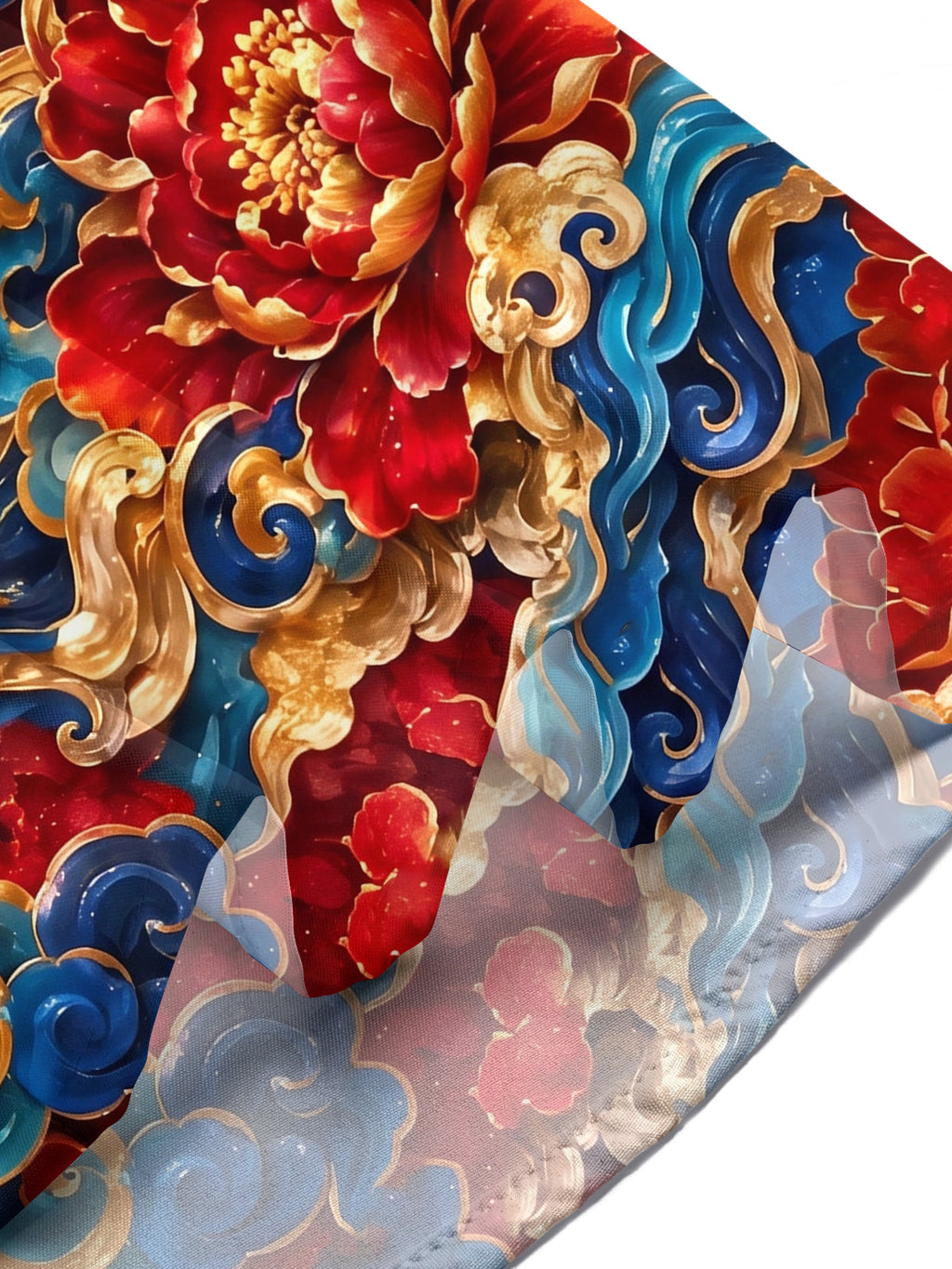 Oceanlyte Men's Printed Chinese Dragon And Phoenix Print Short Sleeve Shirt with Chest Pocket