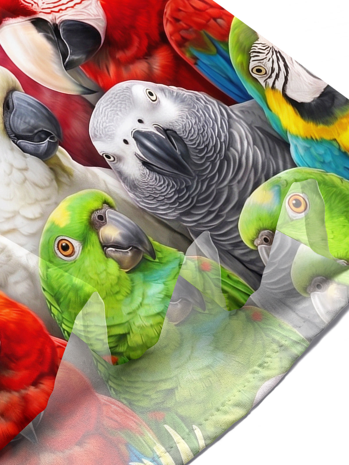 Oceanlyte Men's Hawaiian Colorful Parrots And Cockatoos Print Short Sleeve Shirt with Chest Pocket