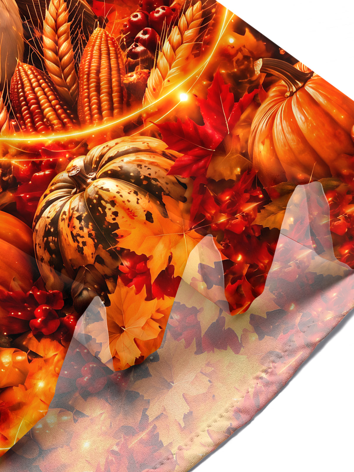 Oceanlyte Men's Short Sleeve Stand Collar Shirt - Thanksgiving Goose And Autumn Harvest Print with Chest Pocket
