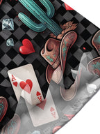 Oceanlyte Men's Graphic Poker Cards And Red Lips Print Short Sleeve Shirt with Chest Pocket