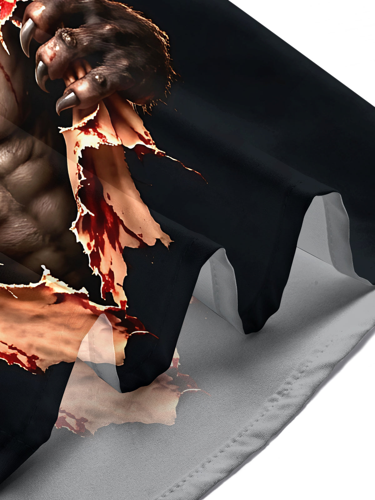 Oceanlyte Men's Short Sleeve Shirt - Halloween Werewolf Bursting Through Shirt Print with Chest Pocket