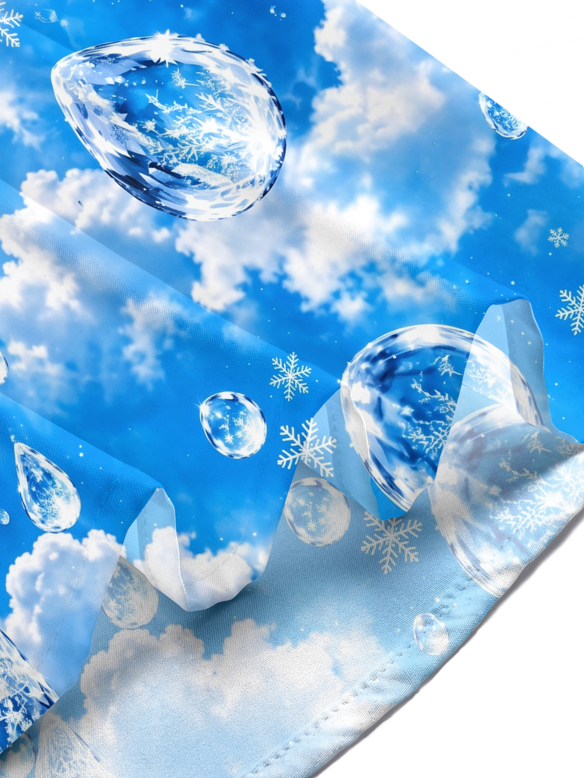 Oceanlyte Men's Hawaiian Ice Crystals Print Snowflakes Print Short Sleeve Shirt with Chest Pocket