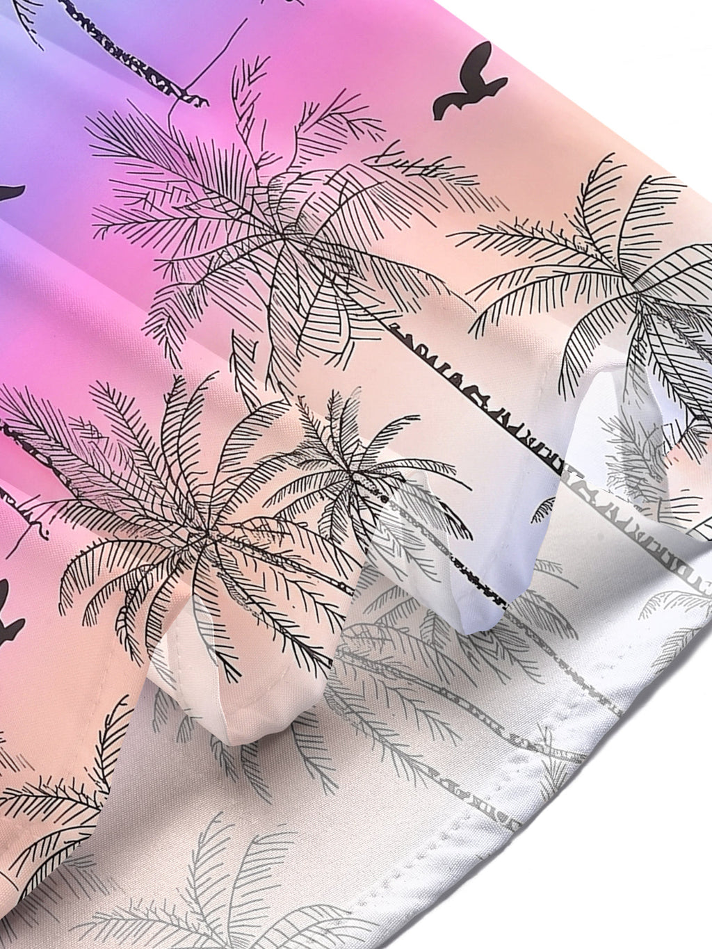 Oceanlyte Men's Hawaiian Palm Tree Silhouette Print Short Sleeve Shirt with Chest Pocket