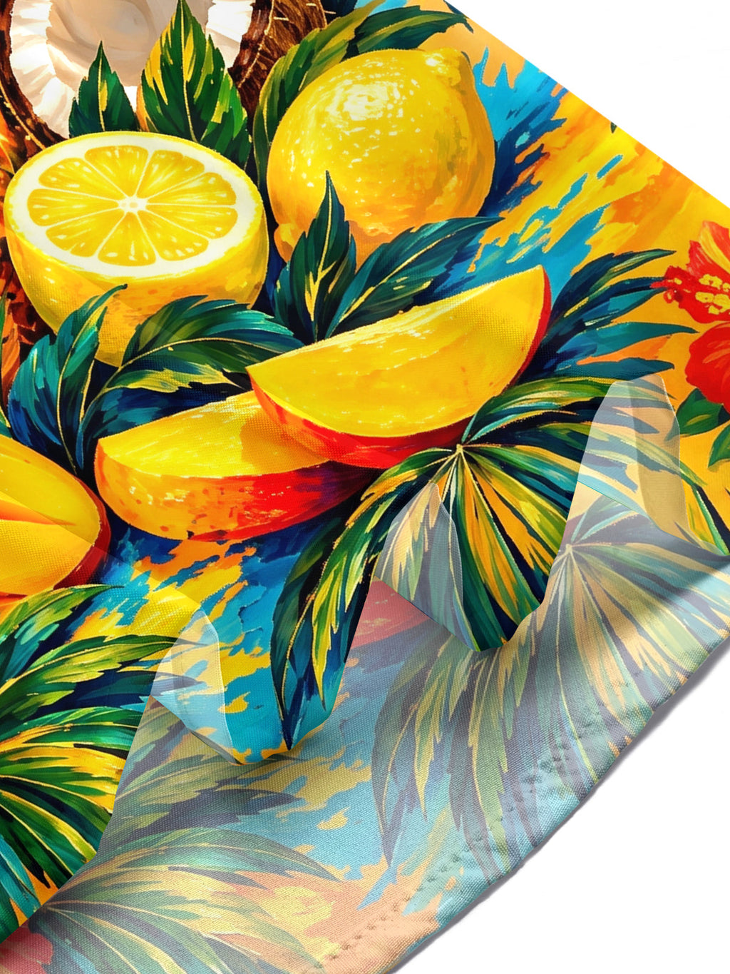 Oceanlyte Men's Hawaiian Pineapple And Tropical Fruits Print Short Sleeve Shirt with Chest Pocket