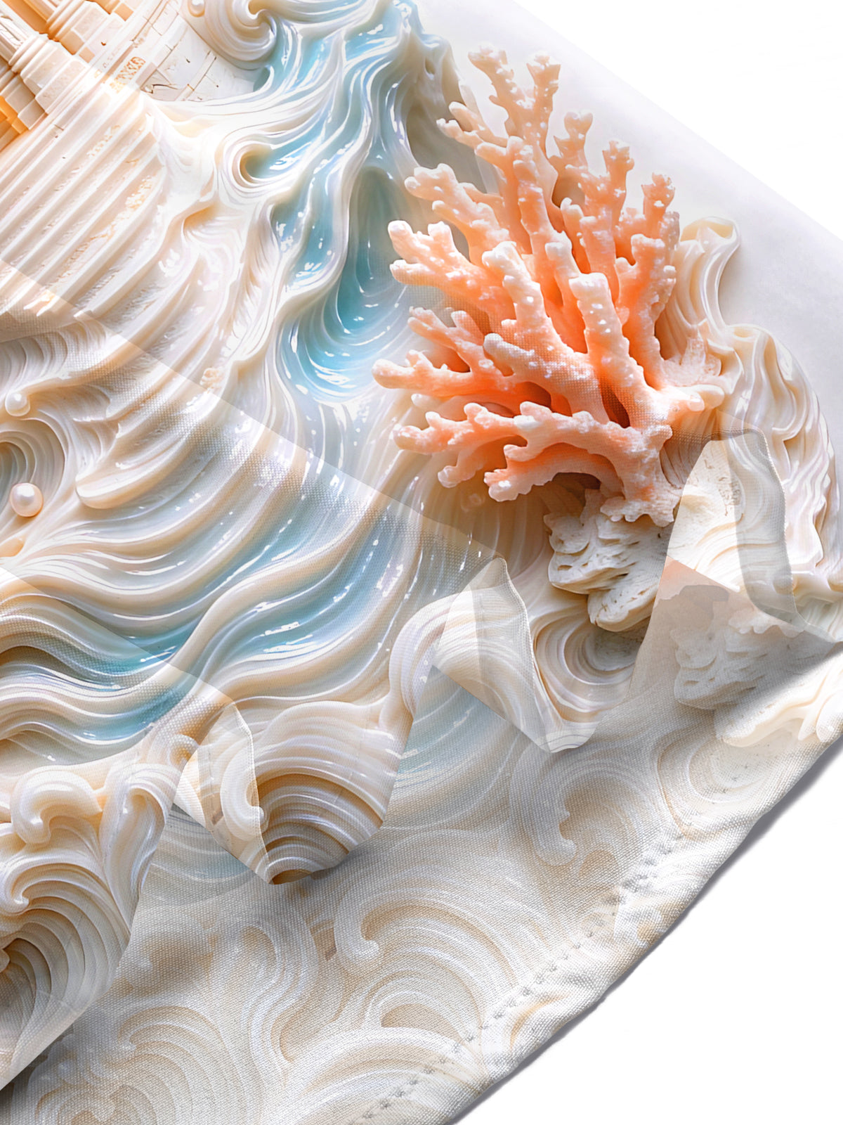 Oceanlyte Men's 3D Relief Seashell Undersea Temple Print Short Sleeve Shirt with Chest Pocket
