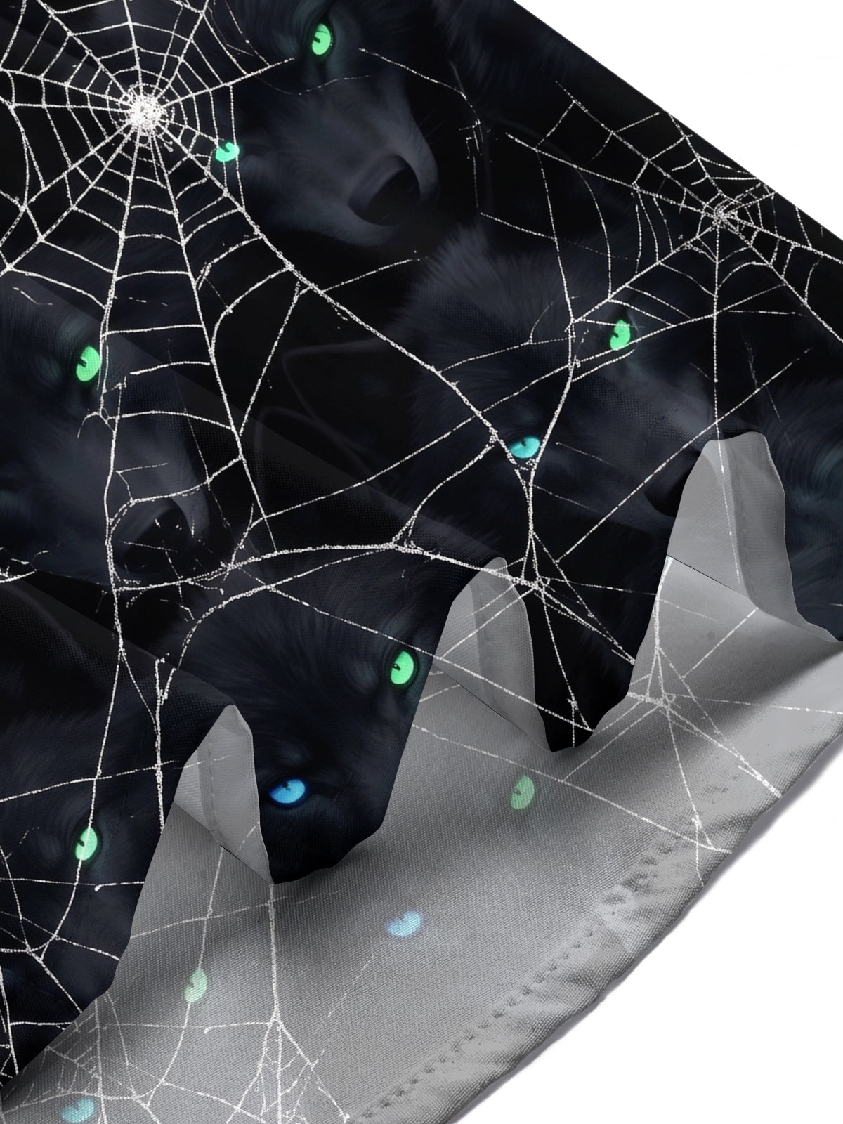 Oceanlyte Men's Short Sleeve Shirt - Halloween Black Wolf Faces And Spider Webs Print with Chest Pocket