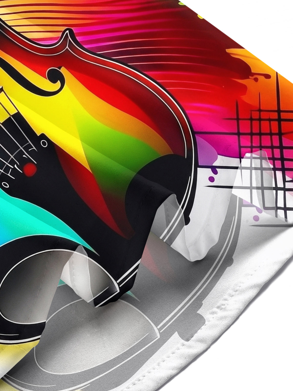 Oceanlyte Men's Graphic Rainbow Violin Print Short Sleeve Shirt with Chest Pocket