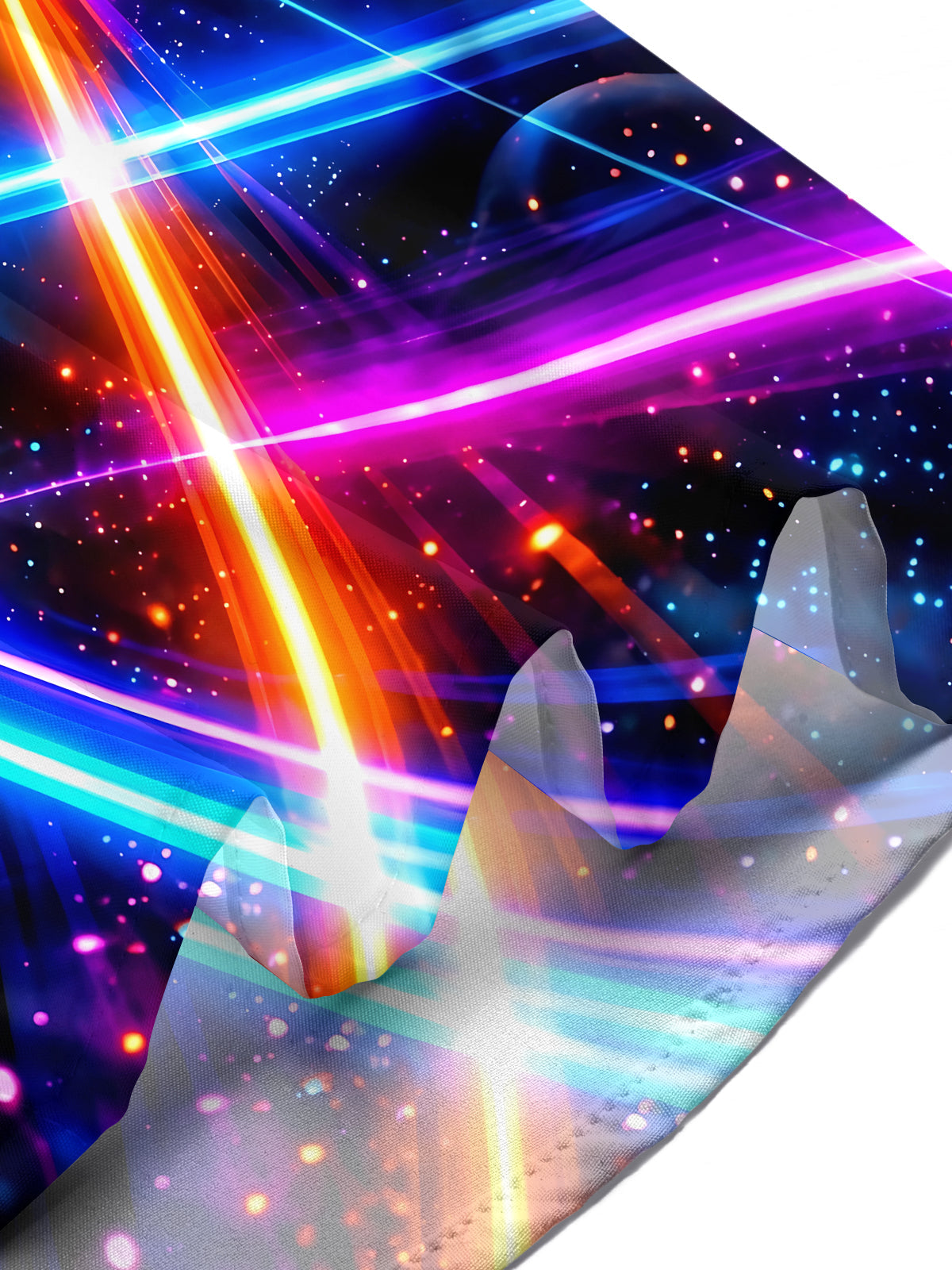 Oceanlyte Men's Neon Geometric Light Rays And Stars Print Short Sleeve Shirt with Chest Pocket