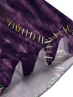 Oceanlyte Men's Short Sleeve Shirt - Purple Tie Dye With Colorful Stitching Pattern with Chest Pocket