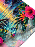 Oceanlyte Men's Hawaiian Toucan Sunset Landscape Print Short Sleeve Shirt with Chest Pocket