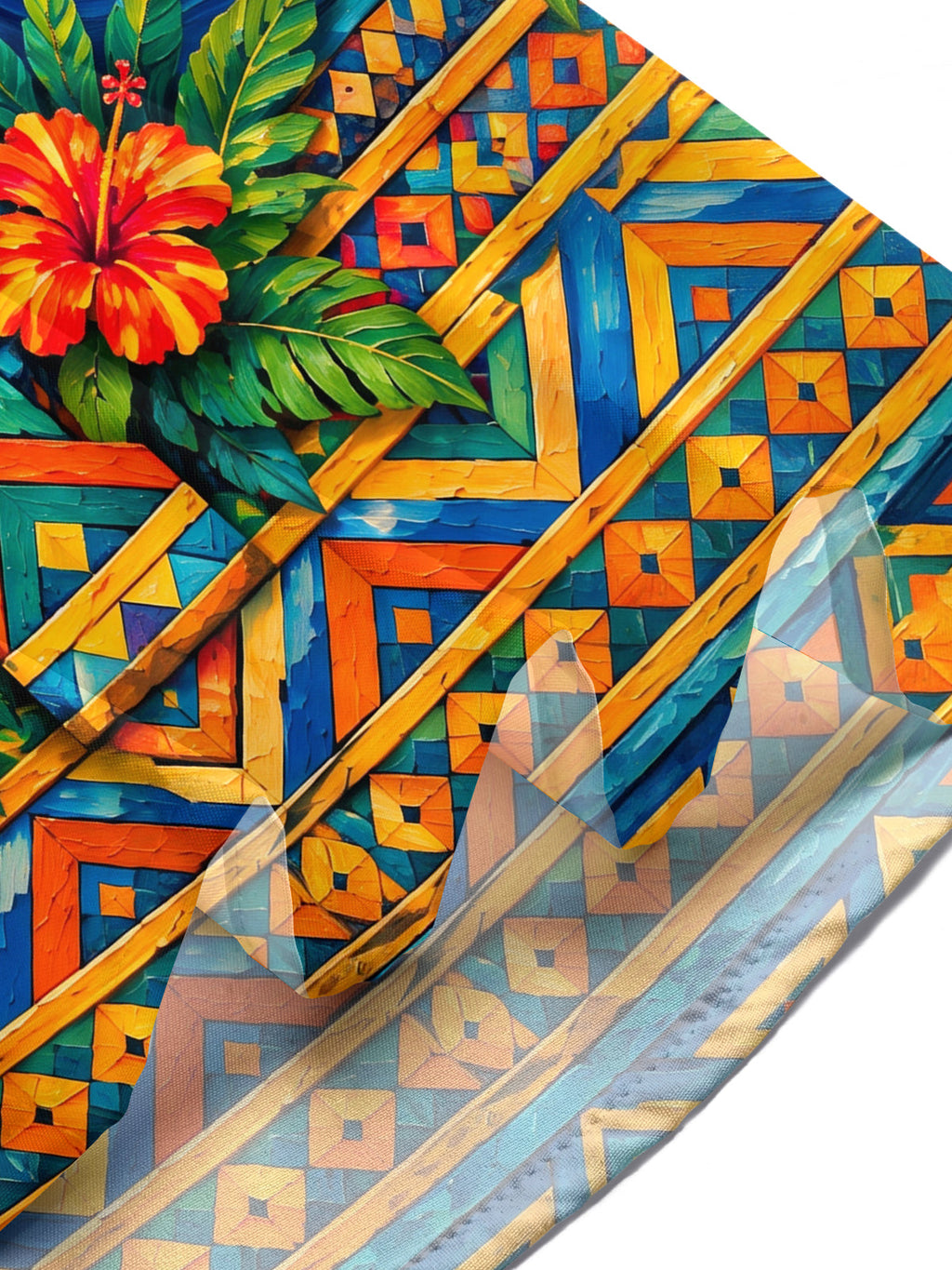 Oceanlyte Men's Hawaiian Tiki Totem Mask Print Short Sleeve Shirt with Chest Pocket