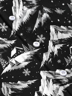Oceanlyte Men's Printed Snowy Mountains And Cabins Print Long Sleeve Shirt with Chest Pocket
