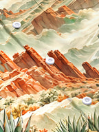 Oceanlyte Men's Short Sleeve Shirt - Desert Landscape With Red Rock Canyons And Agave Plants Print with Chest Pocket