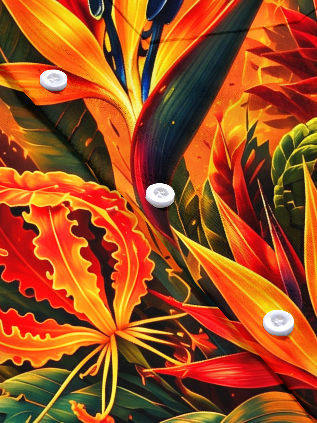 Oceanlyte Men's Short Sleeve Shirt - Tropical Jungle Plants And Birds Of Paradise Print with Chest Pocket