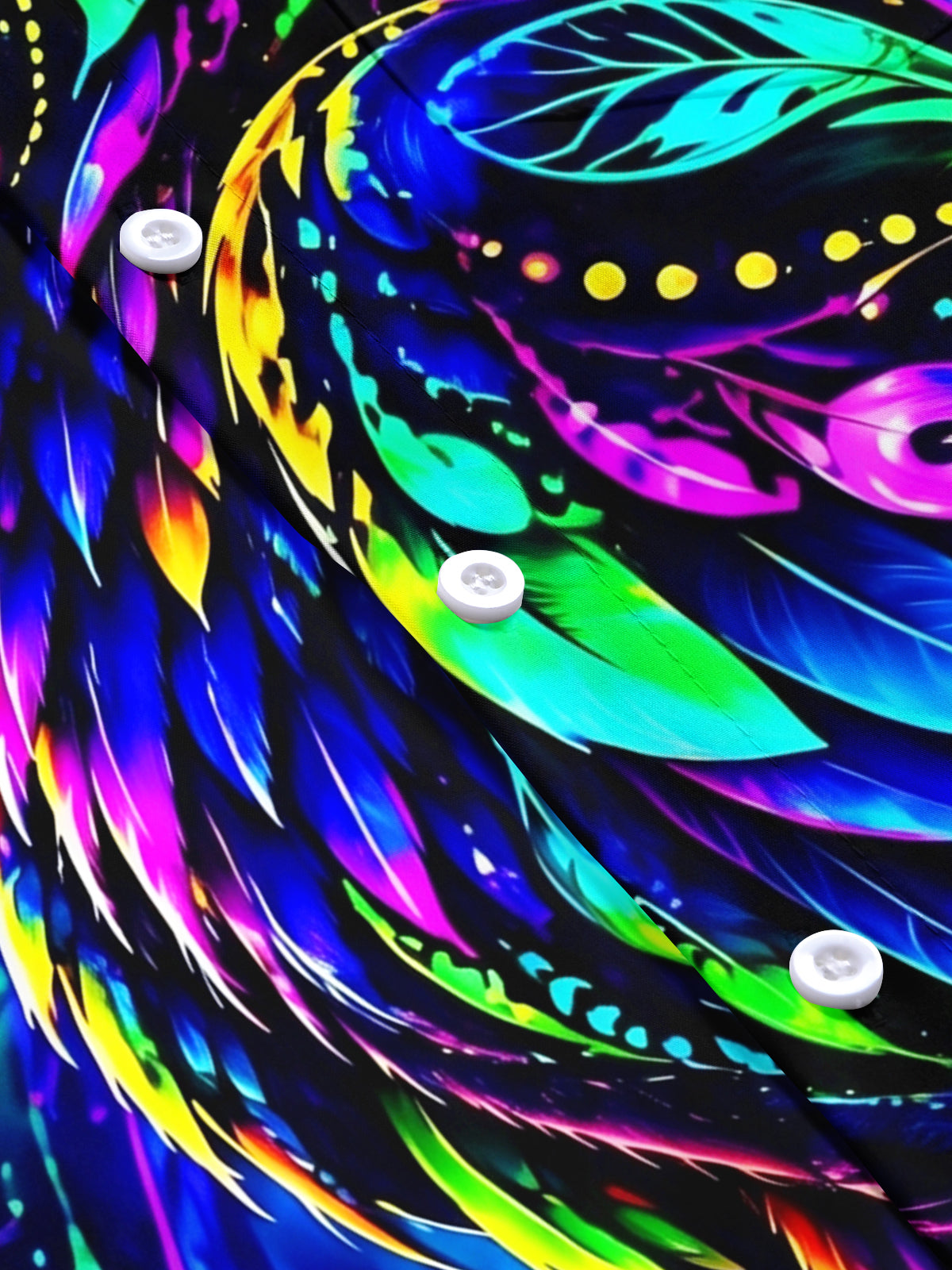 Oceanlyte Men's Neon Parrot With Swirling Patterns Print Short Sleeve Shirt with Chest Pocket