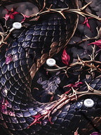 Oceanlyte Men's Dark Snake And Purple Flowers With Moon Print Short Sleeve Shirt with Chest Pocket