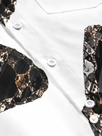 Oceanlyte Men's Printed Abstract Marble Pattern Short Sleeve Shirt with Chest Pocket