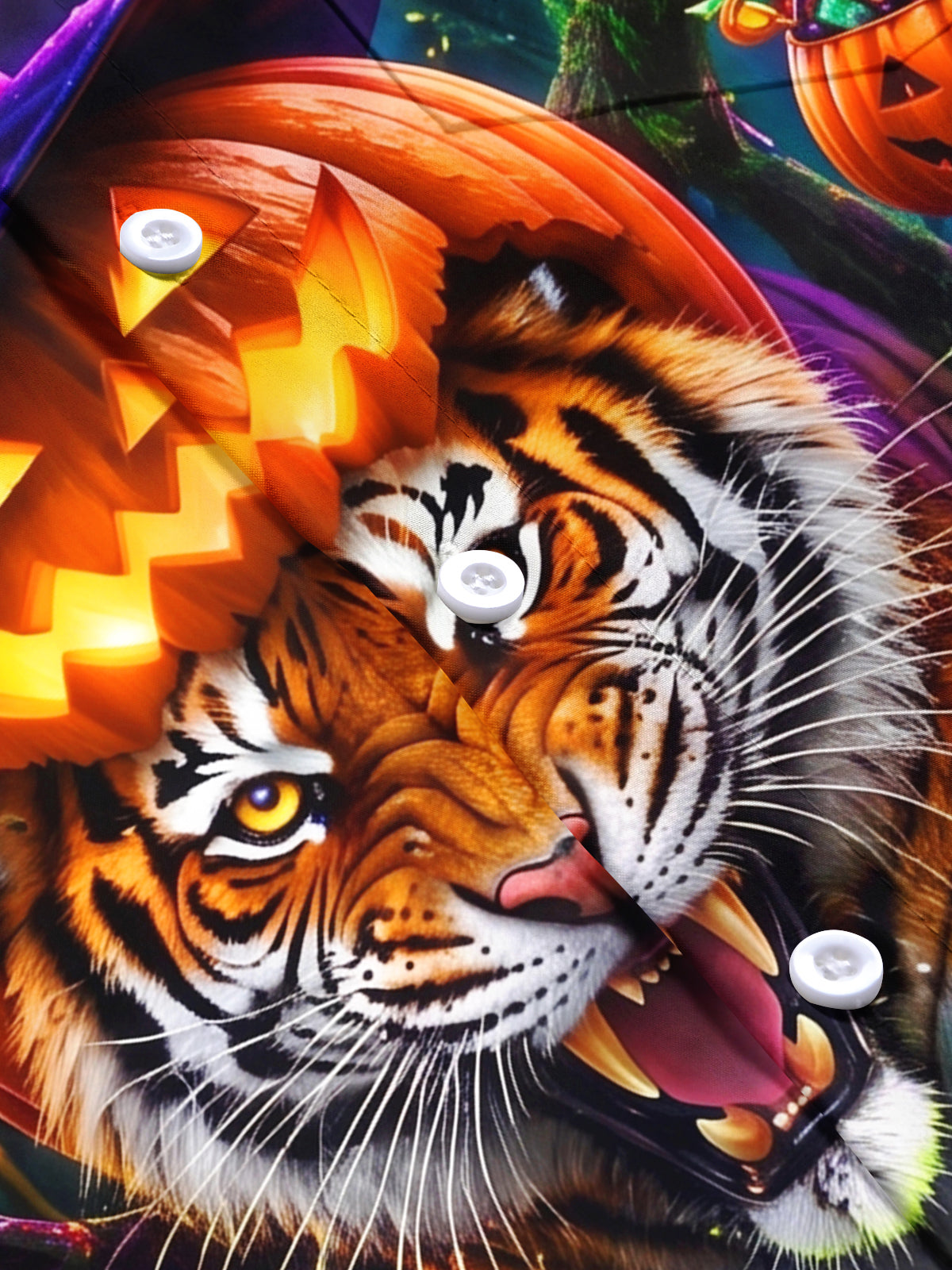 Oceanlyte Men's Hawaiian Halloween Tiger Print Short Sleeve Shirt