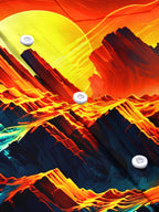 Oceanlyte Men's Neon Wave Canyon Sunset Landscape Print Short Sleeve Shirt with Chest Pocket