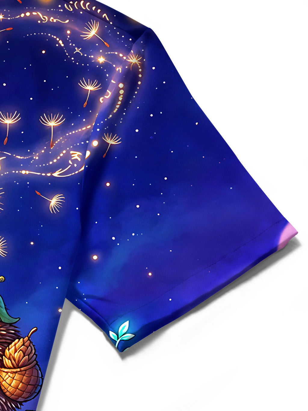 Oceanlyte Men's Short Sleeve Shirt - Hedgehog On Floating Island With Mushrooms Print with Chest Pocket