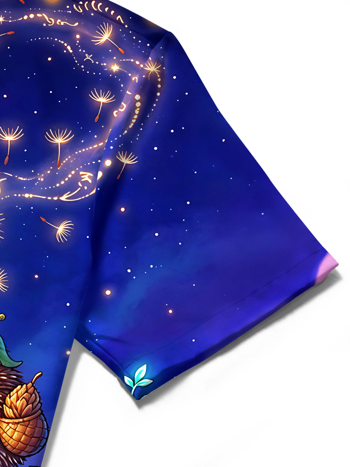 Oceanlyte Men's Short Sleeve Shirt - Hedgehog On Floating Island With Mushrooms Print with Chest Pocket