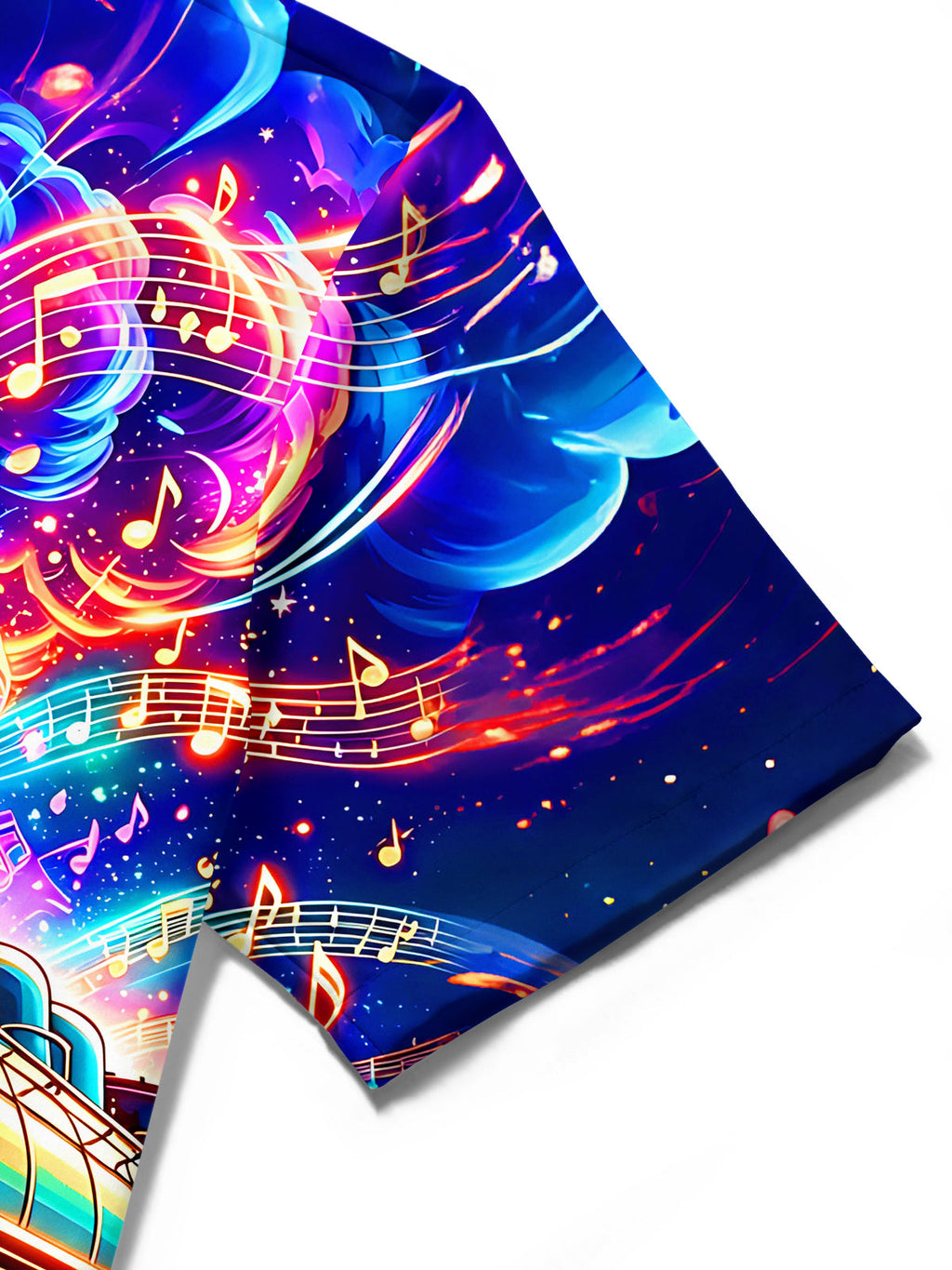 Oceanlyte Men's Graphic Neon Music Steam Train Print Short Sleeve Shirt with Chest Pocket