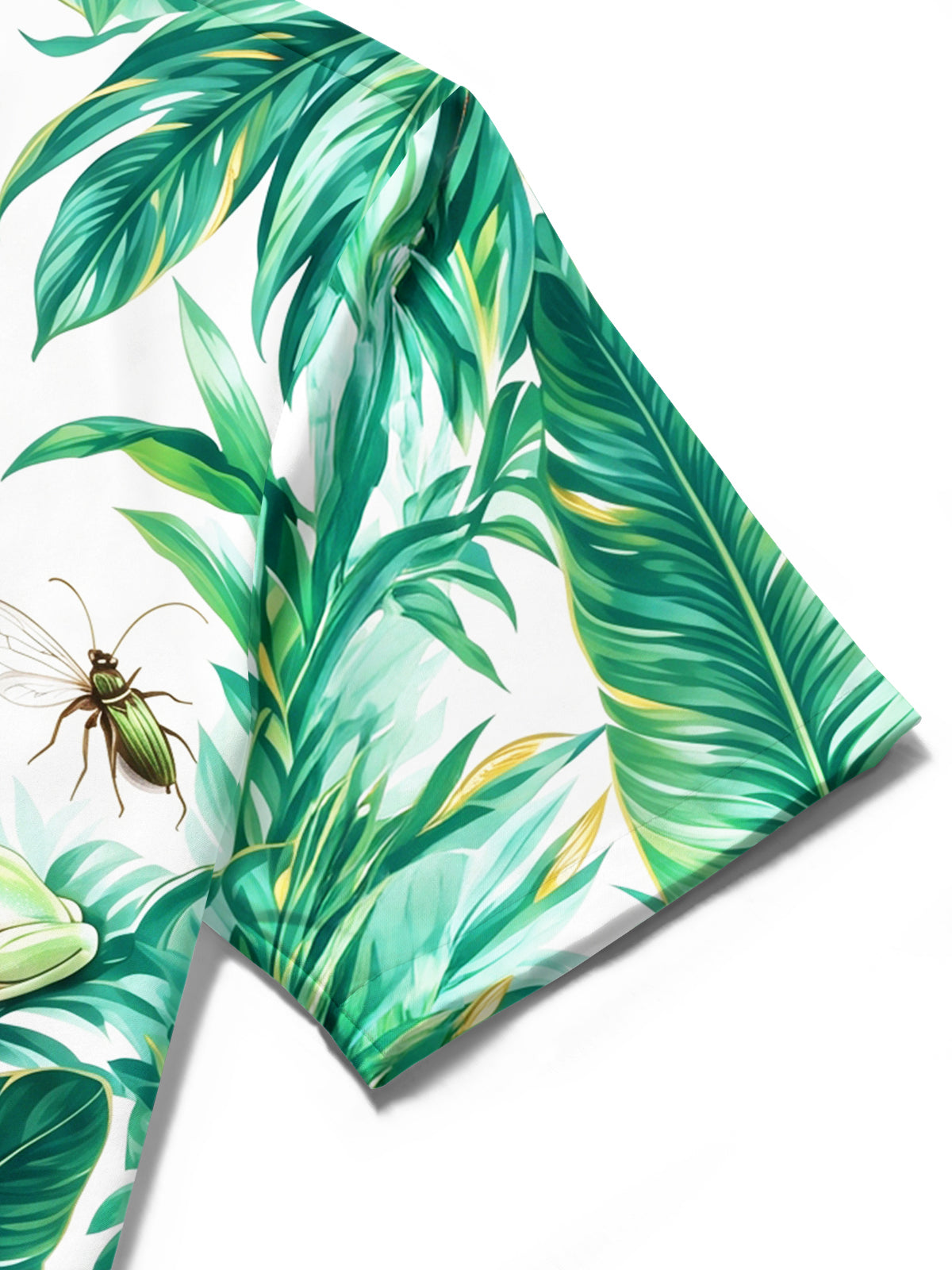 Oceanlyte Men's Hawaiian Tropical Leaves And Frogs Print Short Sleeve Shirt with Chest Pocket