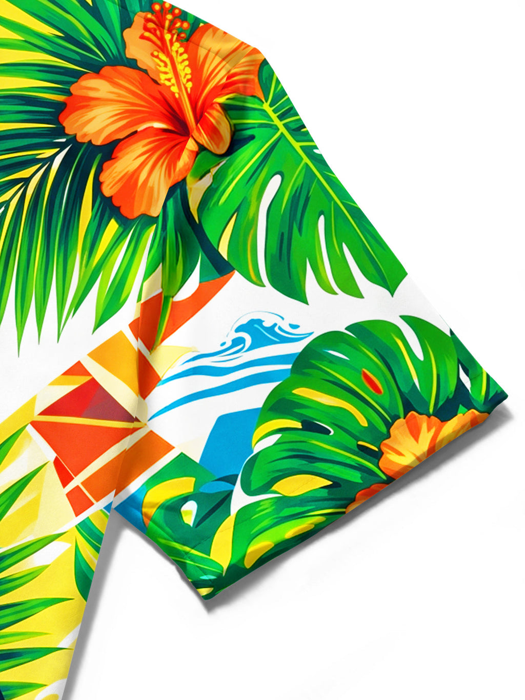 Oceanlyte Men's Hawaiian Blue Pelican And Pineapple Print Short Sleeve Shirt with Chest Pocket